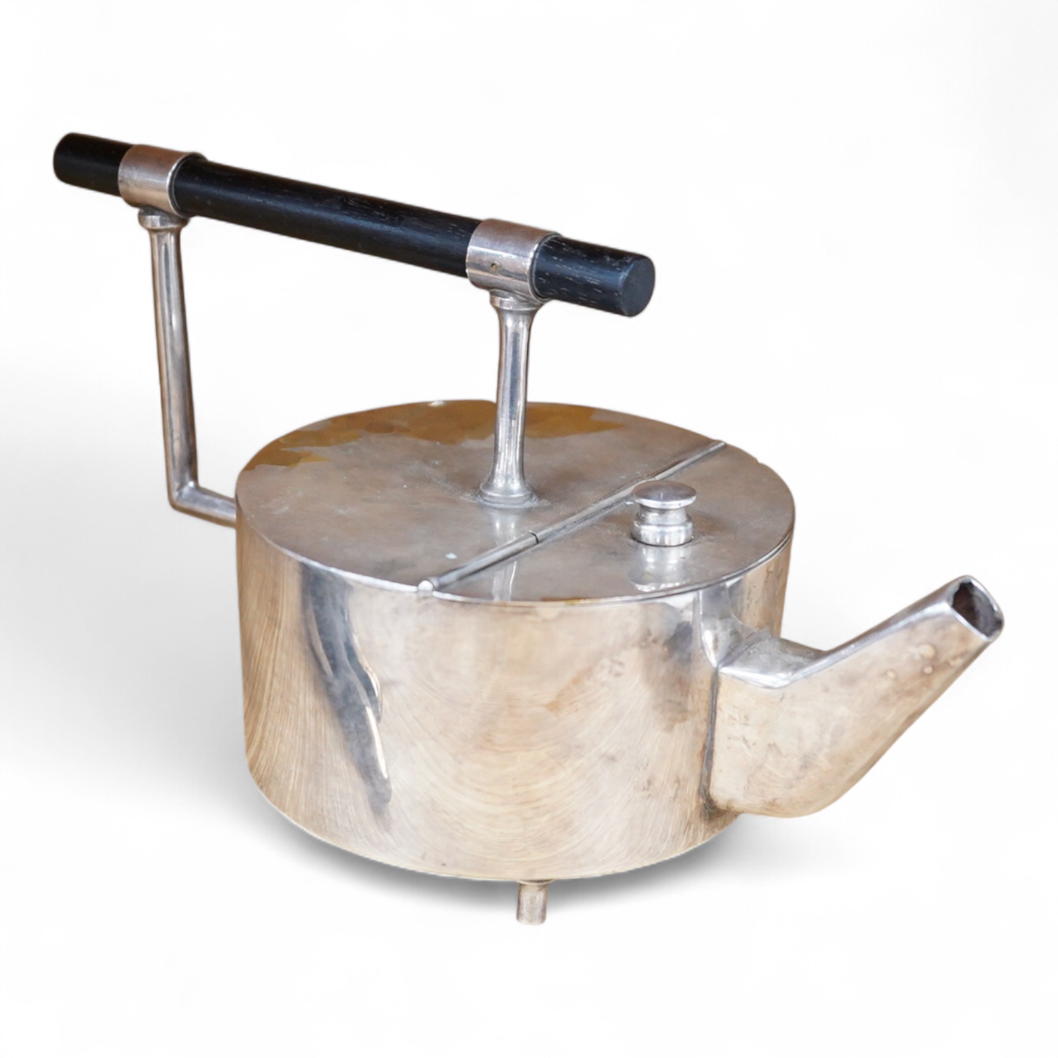 A reproduction modernist Christopher Dresser plated kettle, 24cm wide